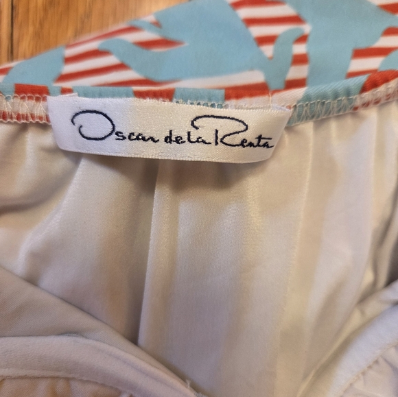 Oscar de la Renta Red and Blue Patterned Swimwear - Picture 3 of 7